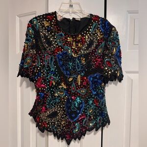 LAURENCE KAZAR SEQUIN BLOUSE
